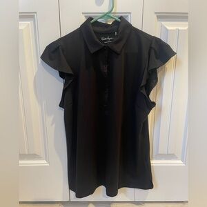 NWT - Walter Hagen Black Flutter Sleeve Polo